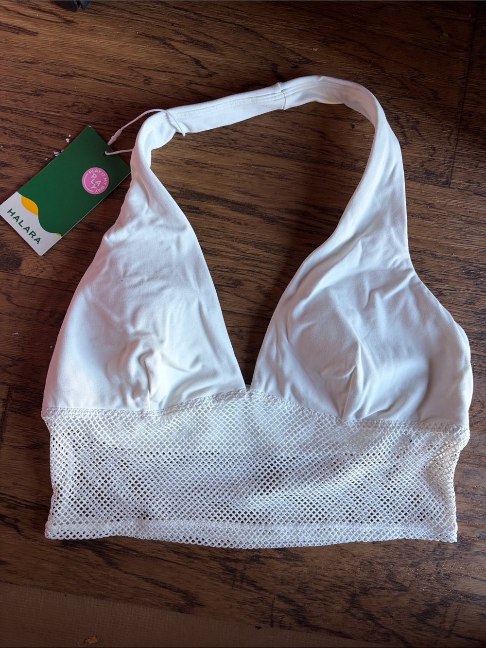 HALARA White Mesh Halter Bralette size Sm NWT